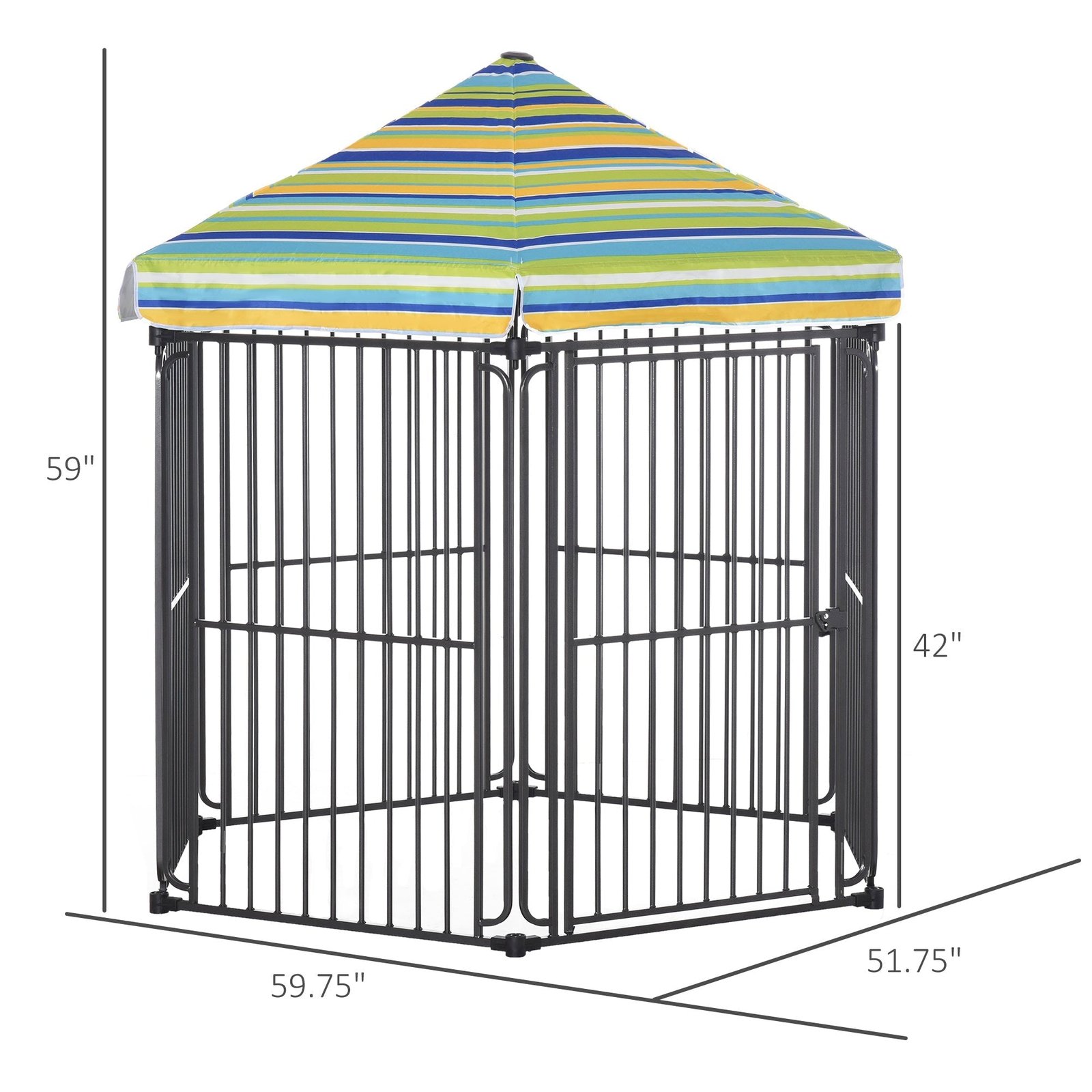 60" x 52" Heavy-Duty Outdoor Pet Cage Kennel with Weather-Resistant Polyester Roof, Locking Door, & Metal Frame - Image 3
