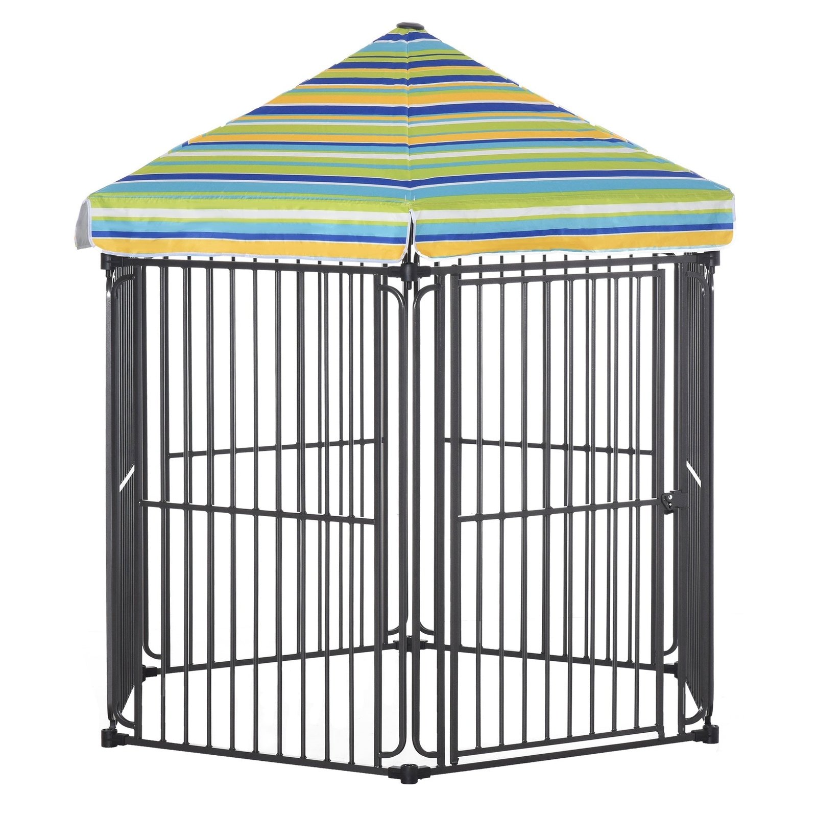 60" x 52" Heavy-Duty Outdoor Pet Cage Kennel with Weather-Resistant Polyester Roof, Locking Door, & Metal Frame