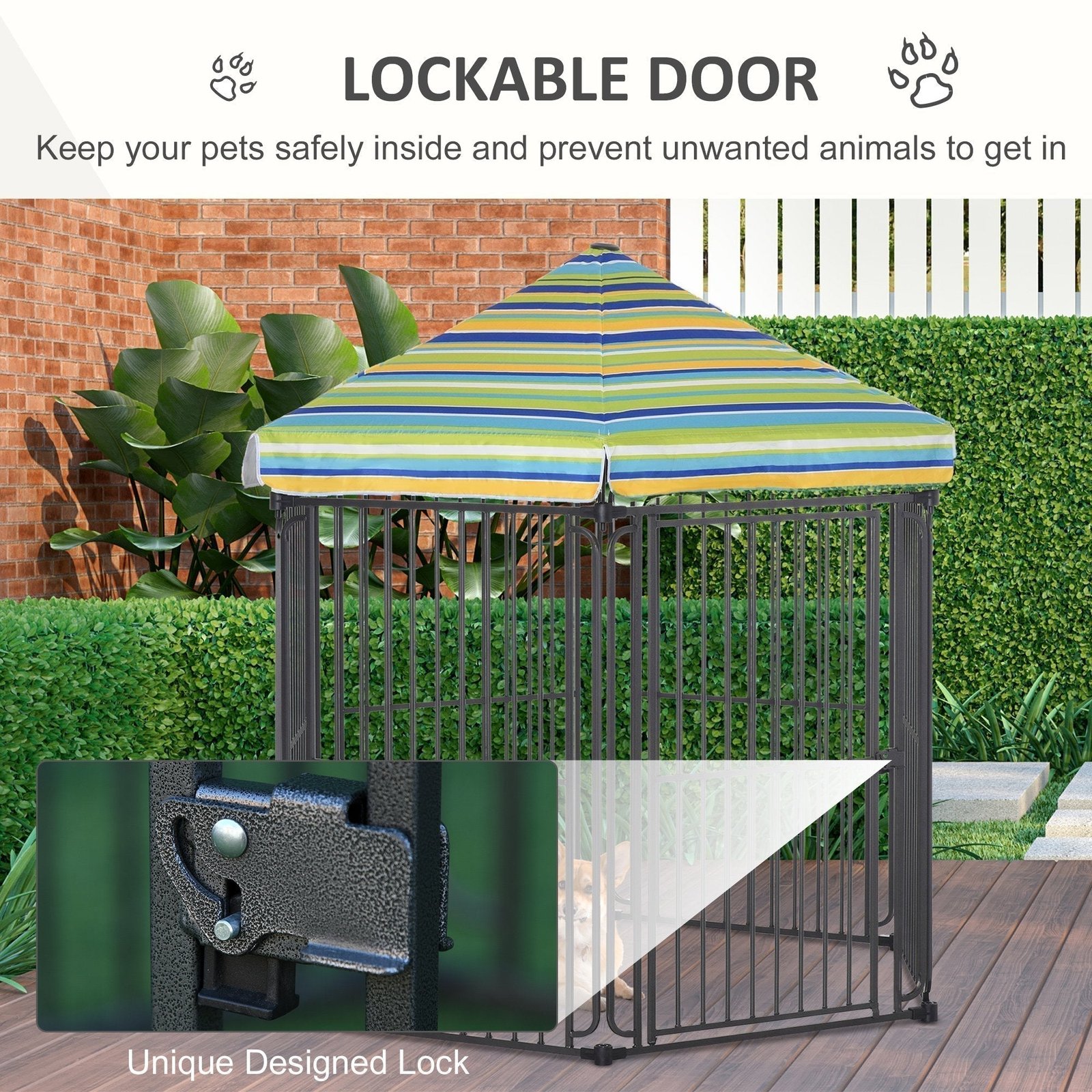 60" x 52" Heavy-Duty Outdoor Pet Cage Kennel with Weather-Resistant Polyester Roof, Locking Door, & Metal Frame - Image 6
