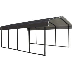 Arrow 12 x 20 x 7 ft Steel Carport Kit, Eggshell