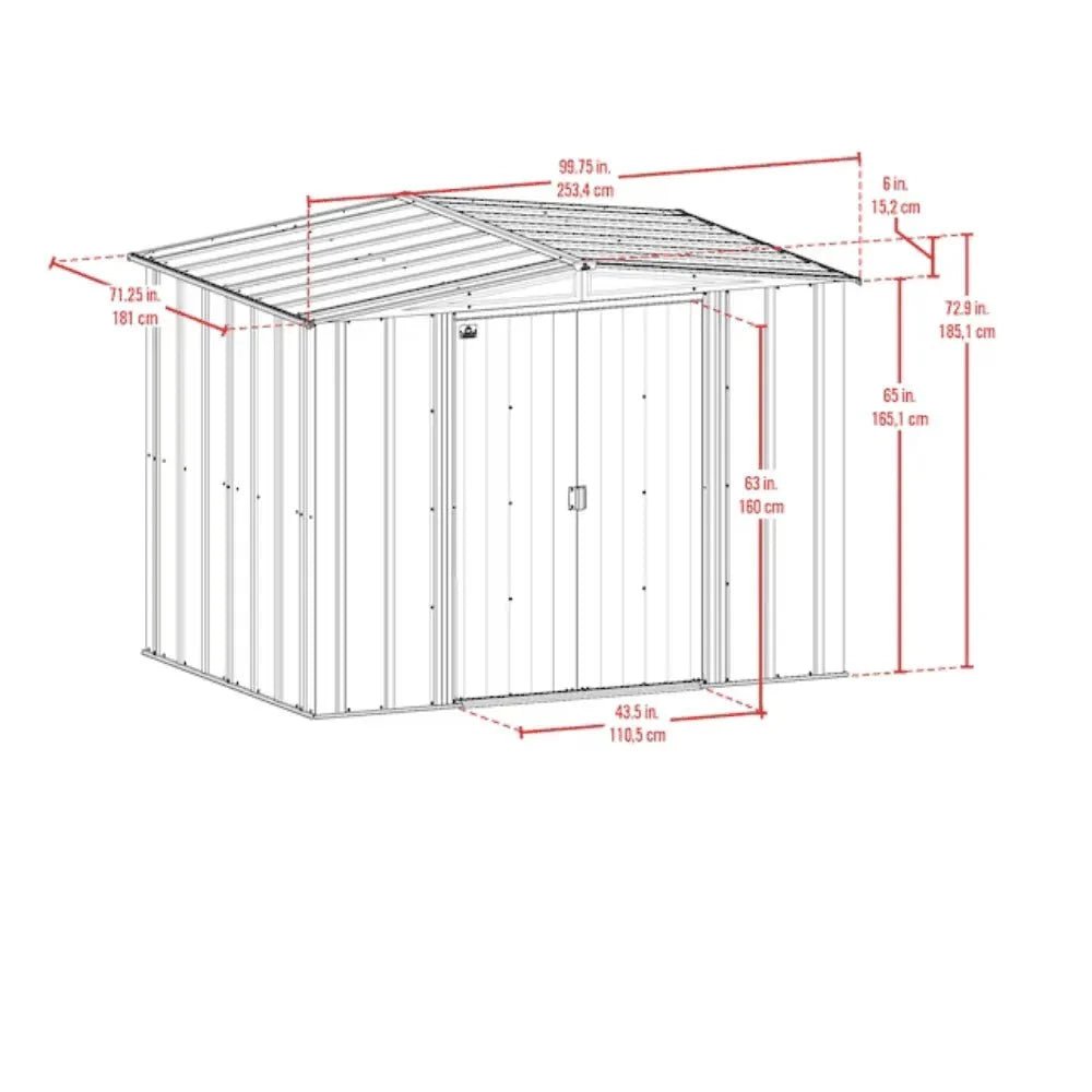 Arrow Newport 8 x 6 ft. Two-Tone Eggshell & Coffee Galvanized Metal Storage Shed with Sliding Lockable Doors - Image 5