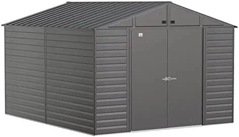 Arrow Select 10? x 12? Outdoor Lockable Steel Storage Shed Building, Charcoals - Image 4