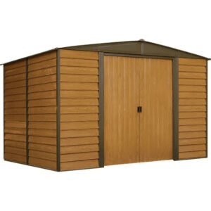 Arrow Woodridge 10 ft. x 8 ft. Metal Storage Shed with Woodgrain Finish