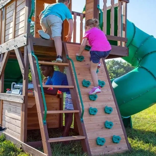 Backyard Discovery Cedar Cove Wooden Swing Set with Dual Slides & Playhouse - Image 5