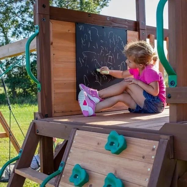 Backyard Discovery Cedar Cove Wooden Swing Set with Dual Slides & Playhouse - Image 3