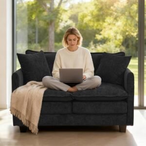 Bergenfield Furniture Loveseat Sofa Cloud Couch 50 Inch Modern 2 Seat Deep Seat Sofa with Pillows