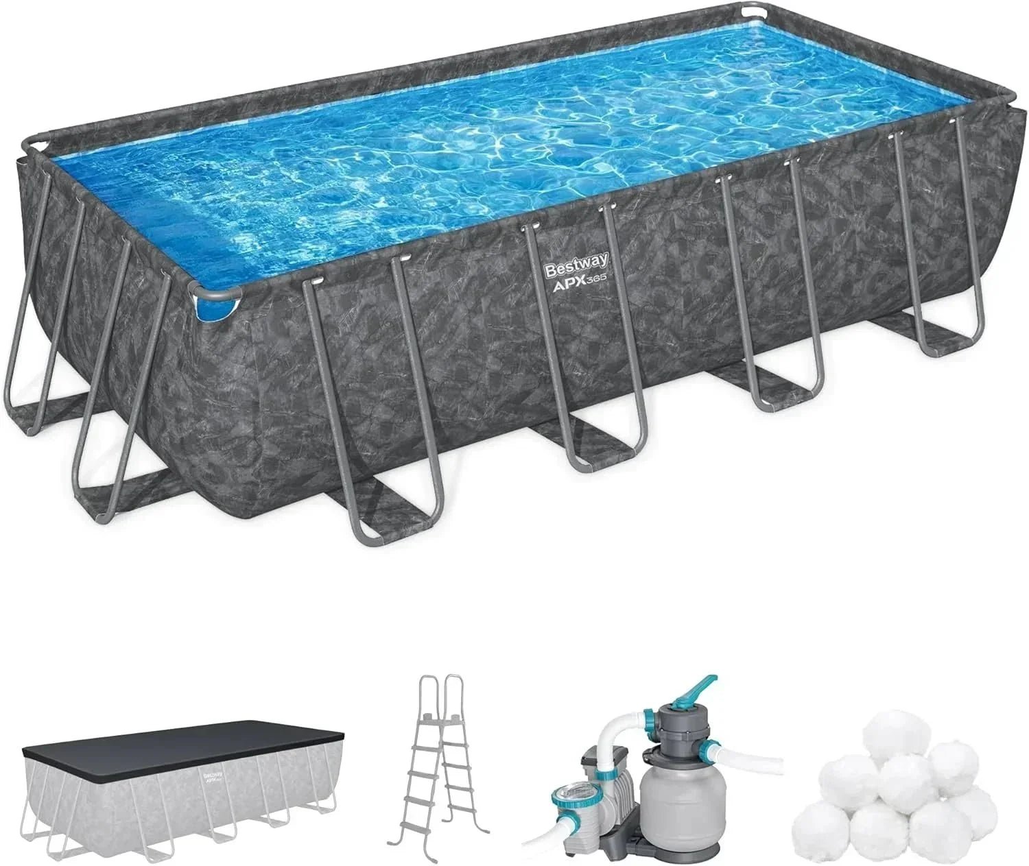 Bestway APX 365 18? x 9? x 52? Rectangular Above Ground Swimming Pools