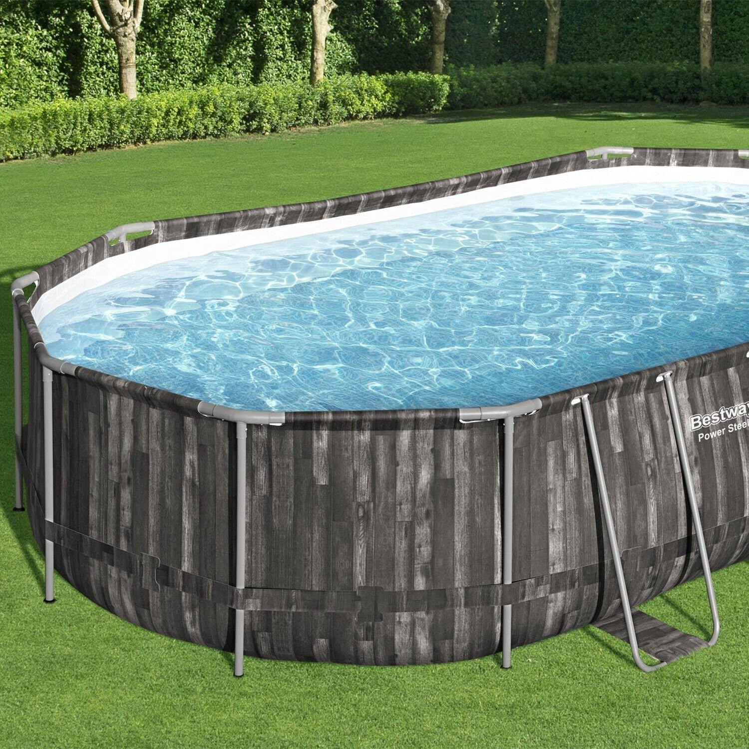 Bestway Power Steel 20? x 12? x 48? Oval Above Ground Outdoor Swimming Pool Set