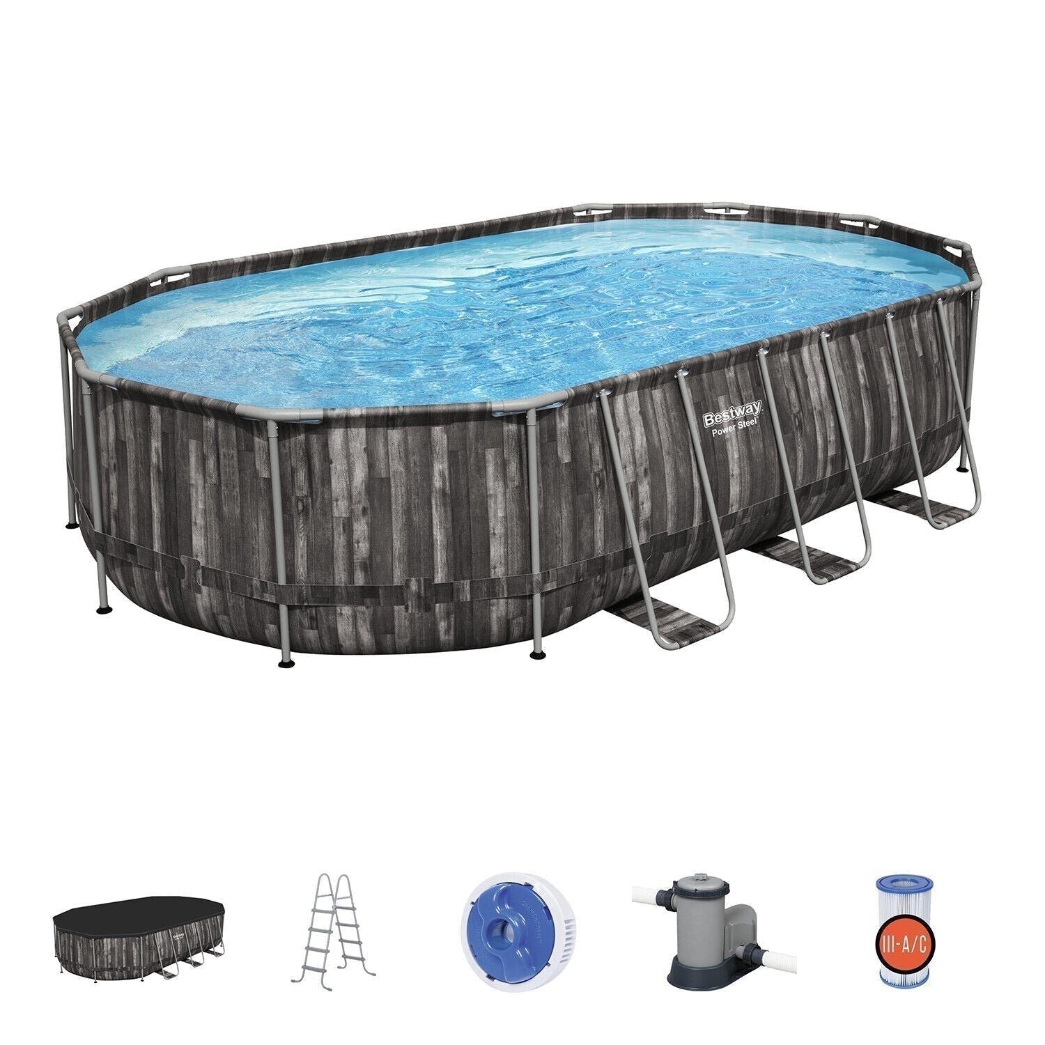 Bestway Power Steel 20? x 12? x 48? Oval Above Ground Outdoor Swimming Pool Set - Image 6