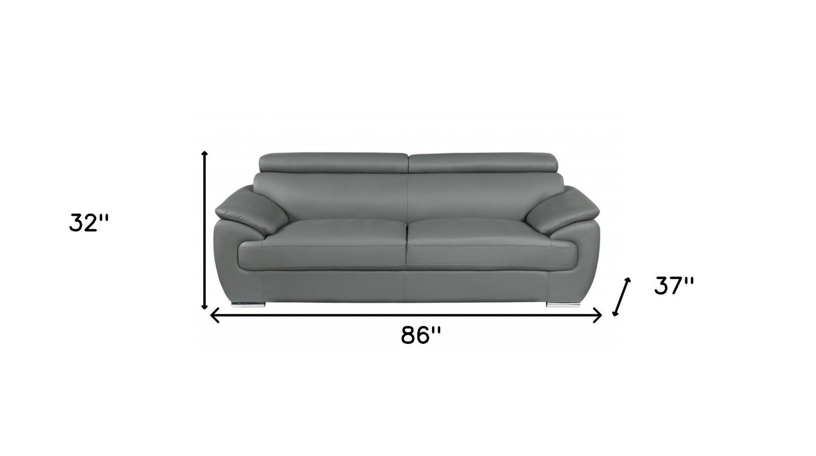 Carter Leather Sofa – Gray - Image 2
