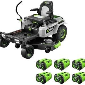 EGO Power+ Electric Riding Lawn Mower, 52? Deck with Zero Turn Radius, Includes (6) 56V 12.0Ah Batteries and Charger – ZT5207L