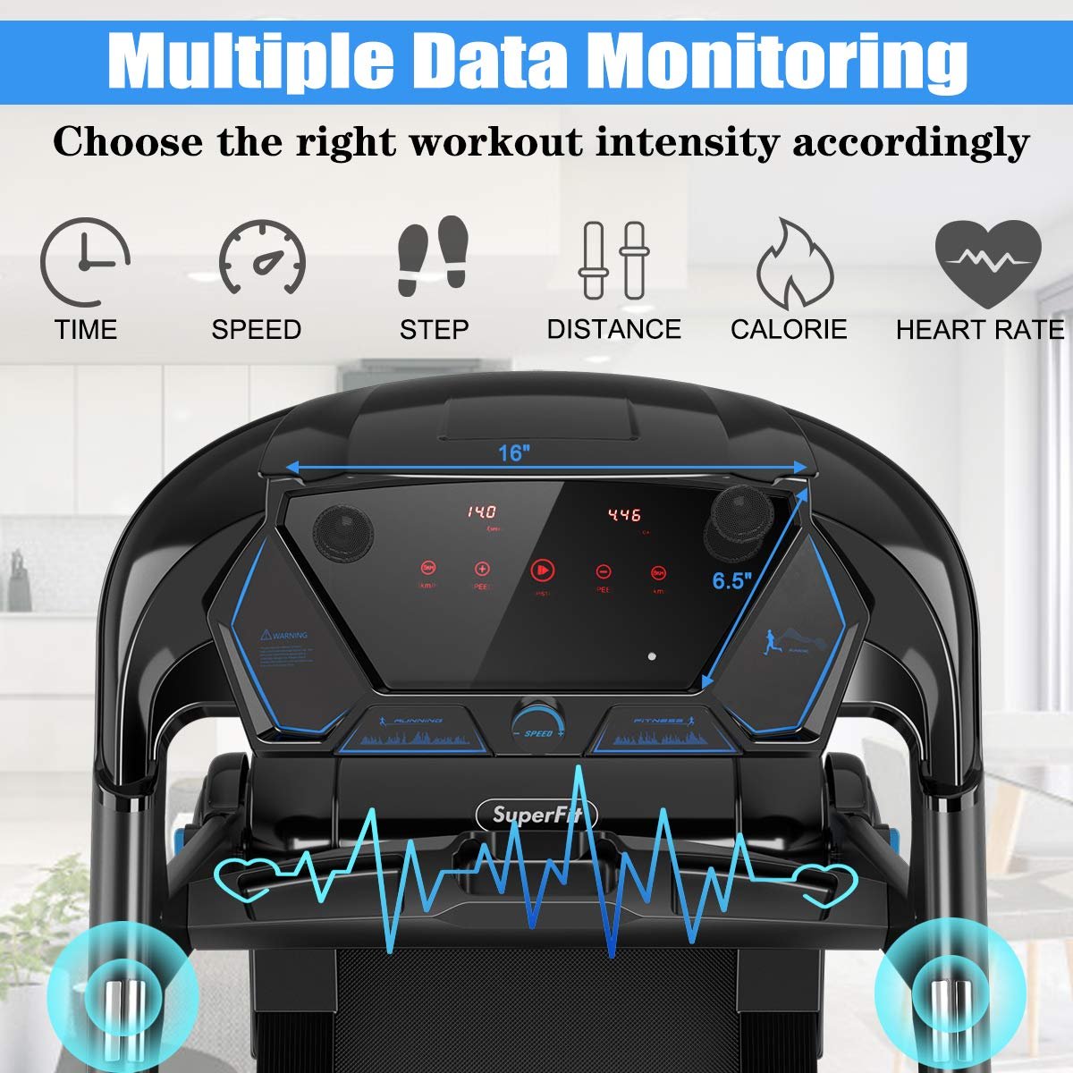 Folding Treadmill, Superfit Electric Portable Treadmill - Image 4