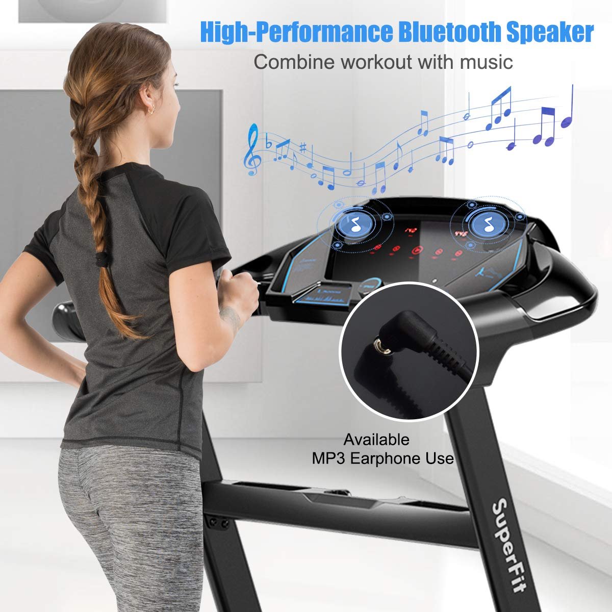 Folding Treadmill, Superfit Electric Portable Treadmill - Image 5