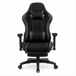 Gaming Chair with Adjustable Lumbar Support Breathable Fabric & Spring Cushioning