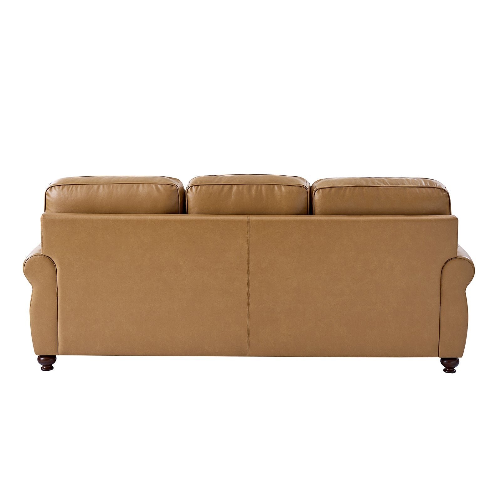 Gerardo Genuine Leather Sofa – Camel Rolled Arm Nailhead Sofa - Image 9