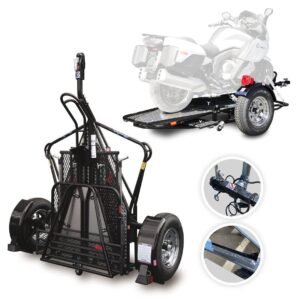 Go! Series Single Rail Folding Motorcycle Trailers – Deluxe Chrome Wheels Balanced