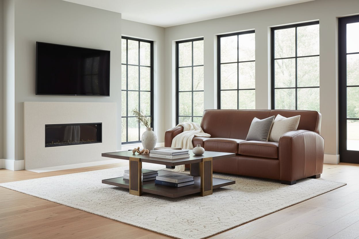 Hayden 81 Inch Contemporary Leather Sofa - Image 5
