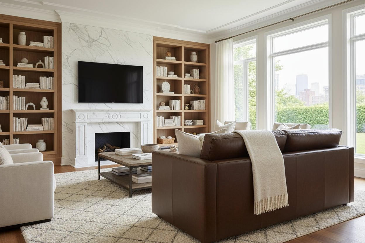 Haywood 84 Inch Modern Small Leather Sofa - Image 5