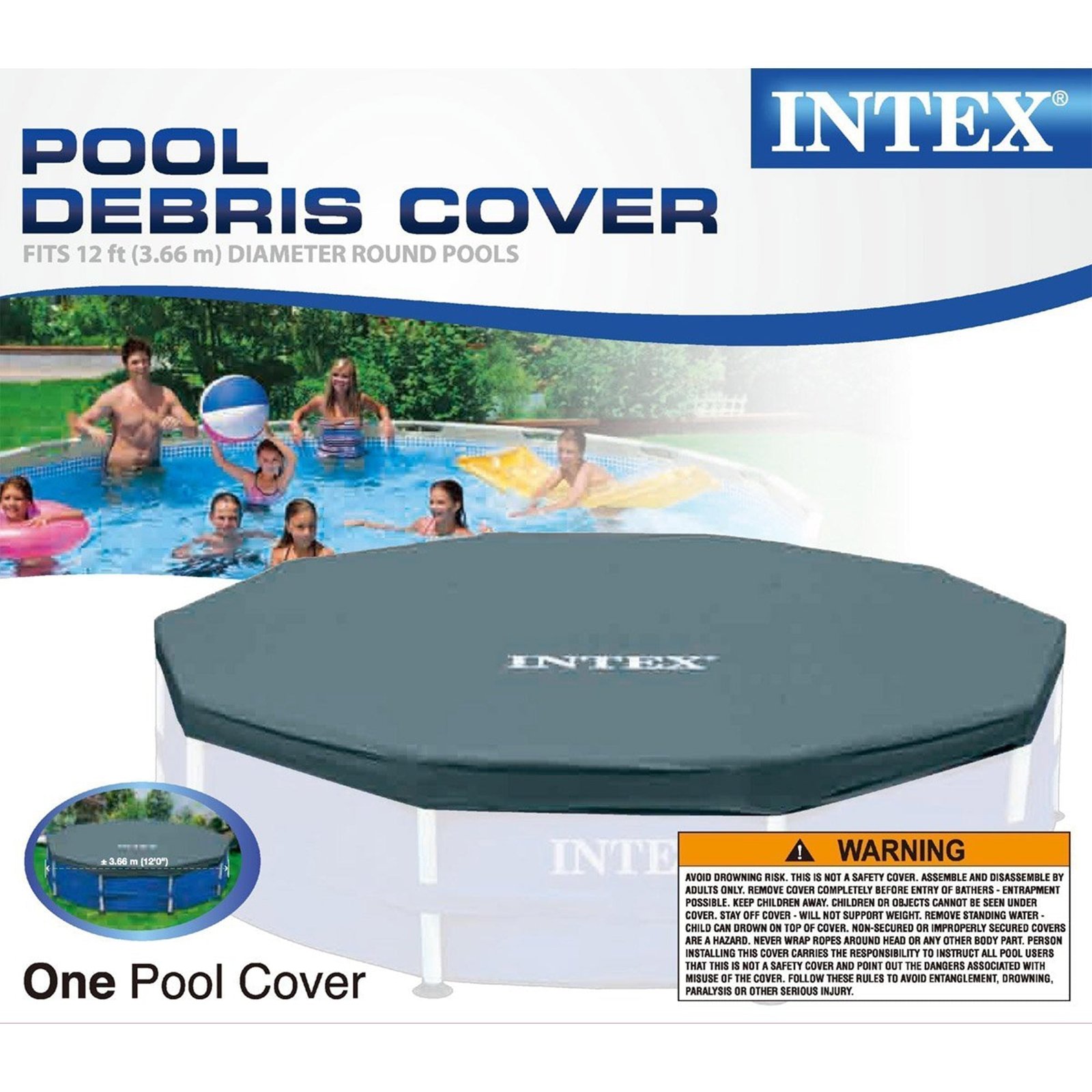 Intex 12 Foot x 30 In. Above Ground Pool & Intex 12 Foot Round Pool Cover - Image 7