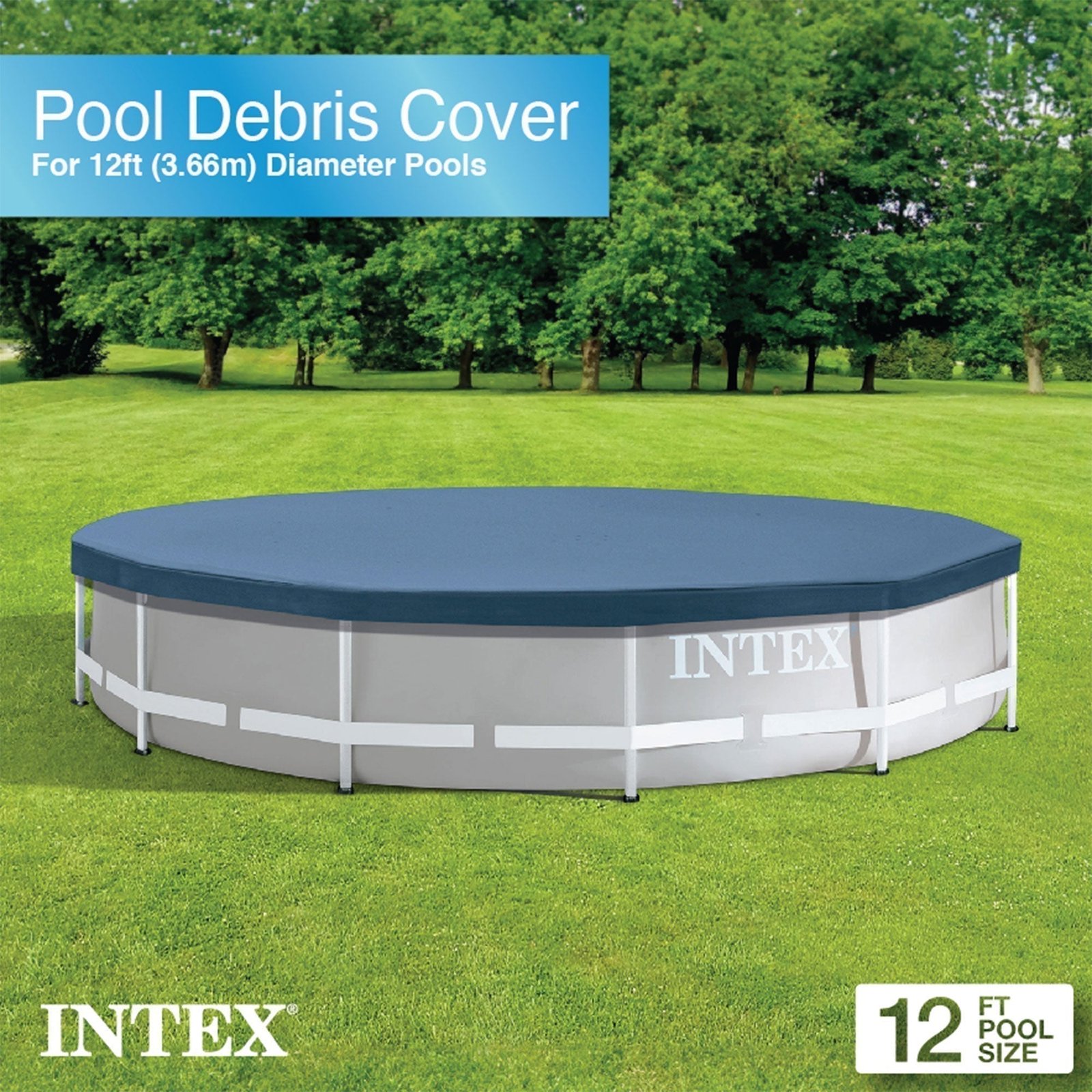 Intex 12' x 30" Metal Frame Above Ground Swimming Pool with Filter and Cover - Image 4