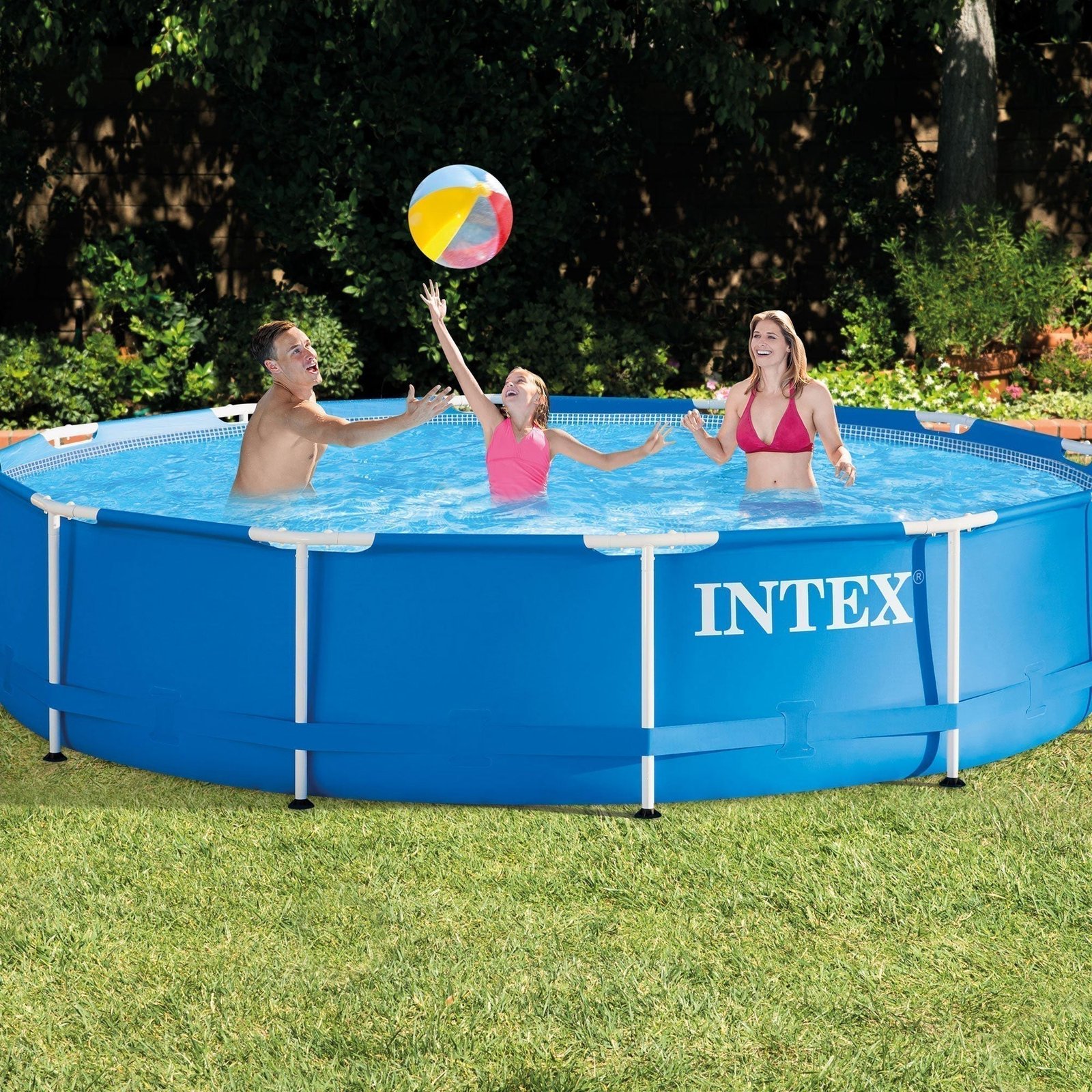 INTEX 12'x30" Metal Frame Swimming Pool with Filter Pump & Pool Cover (2-Pack) - Image 8