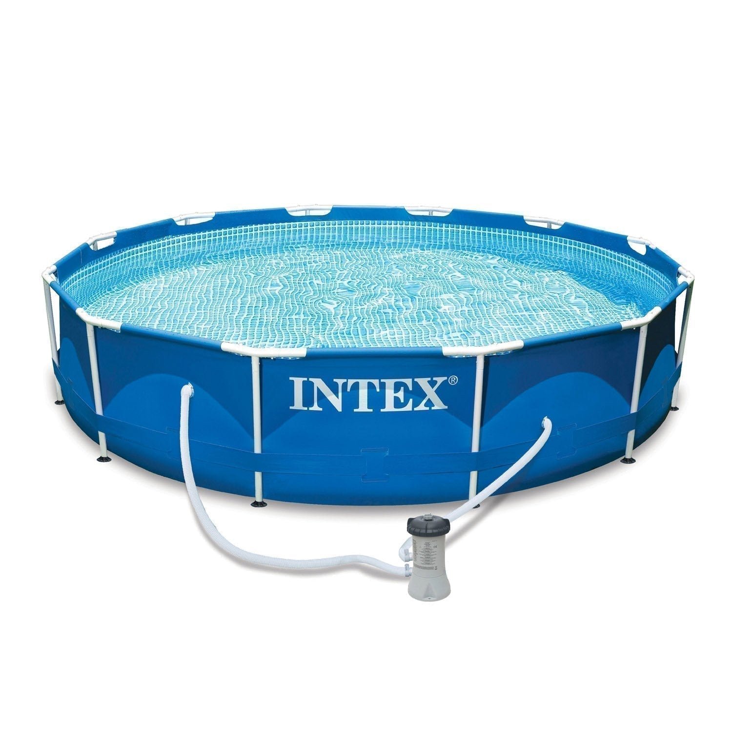INTEX 12'x30" Metal Frame Swimming Pool with Filter Pump & Pool Cover (2-Pack) - Image 2