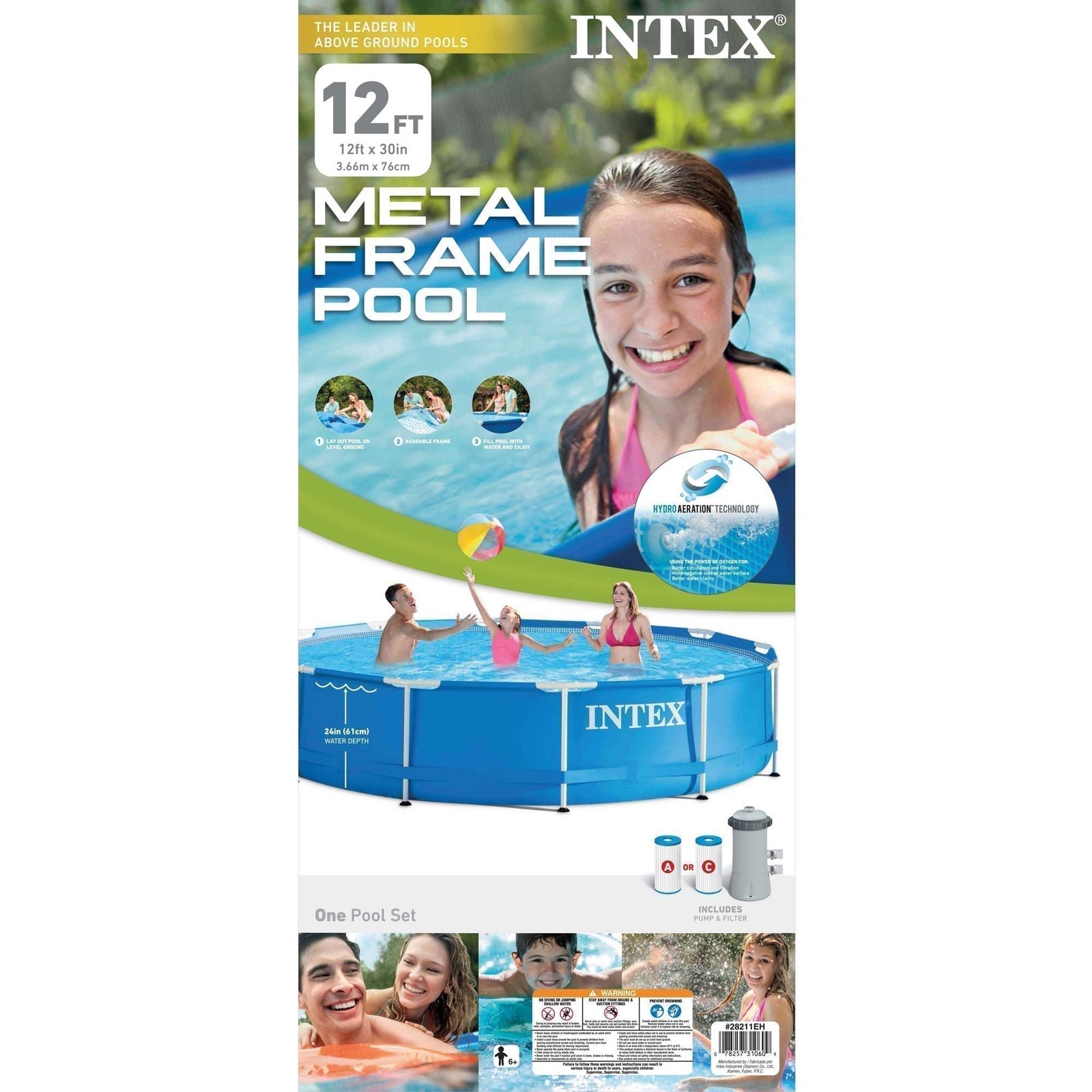INTEX 12'x30" Metal Frame Swimming Pool with Filter Pump & Pool Cover (2-Pack) - Image 11