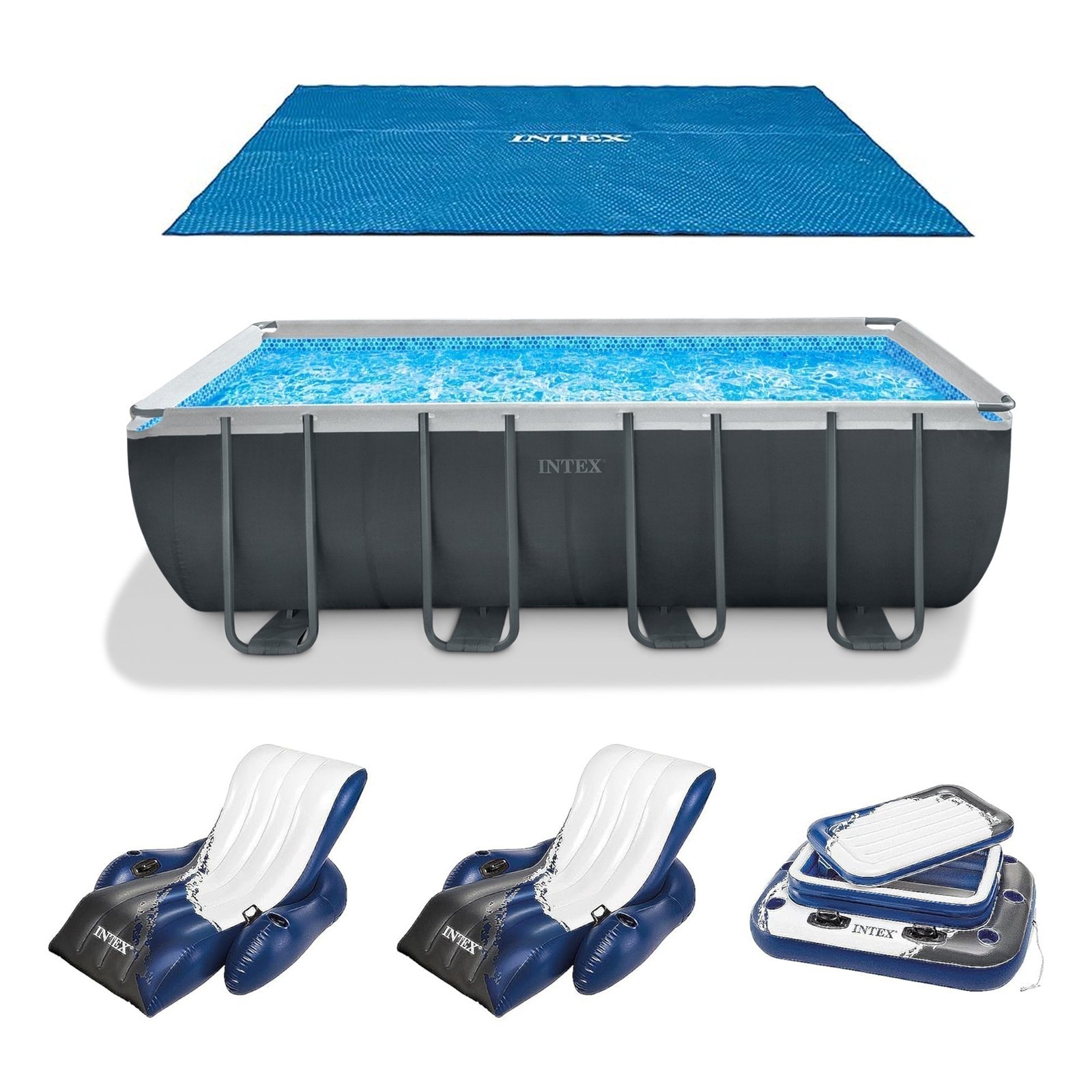 INTEX 18' x 9' x 53" Ultra XTR Frame Pool, Cover, Cooler, and Float (2 Pack)