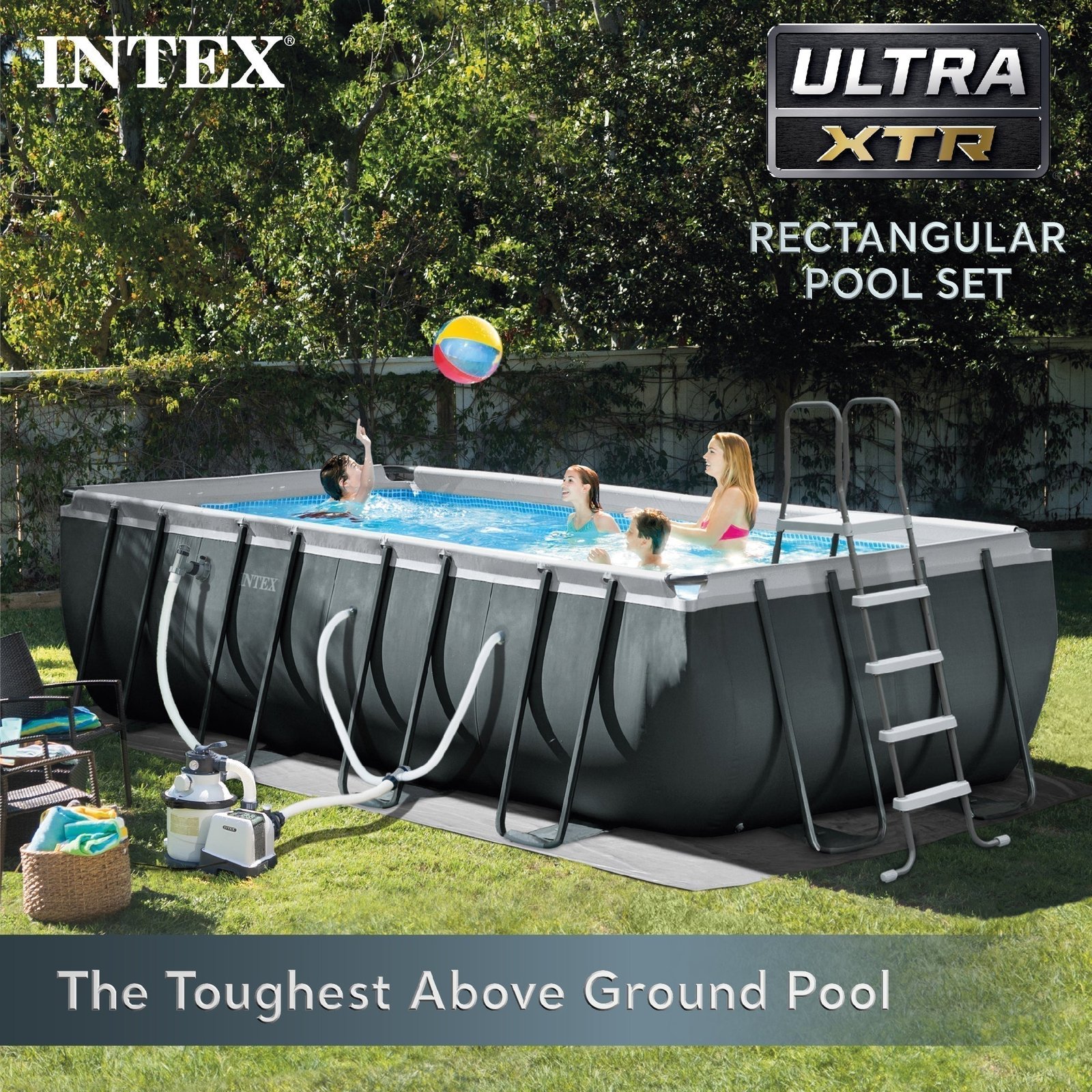 INTEX 18' x 9' x 53" Ultra XTR Frame Pool, Cover, Cooler, and Float (2 Pack) - Image 2