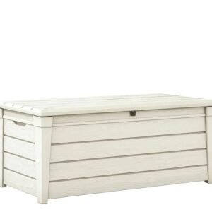 Keter Brightwood 120 Gallon Outdoor Storage Deck Box – White