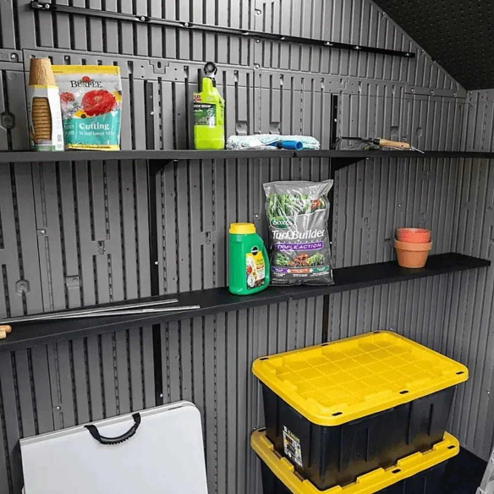 Lifetime 15 ft. x 8 ft. Dual Entry Outdoor Storage Shed, Gray