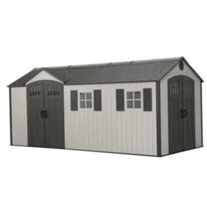 Lifetime 8 x 17.5 ft. Dual Entry Outdoor Storage Shed, Tan (Model 60213)