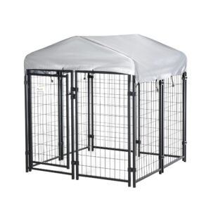 Medium-sized Outdoor Dog Kennel Galvanized Steel Fence with UV-Resistant Oxford Cloth Roof & Secure Lock 47.25" x 47.25" x 54.25"
