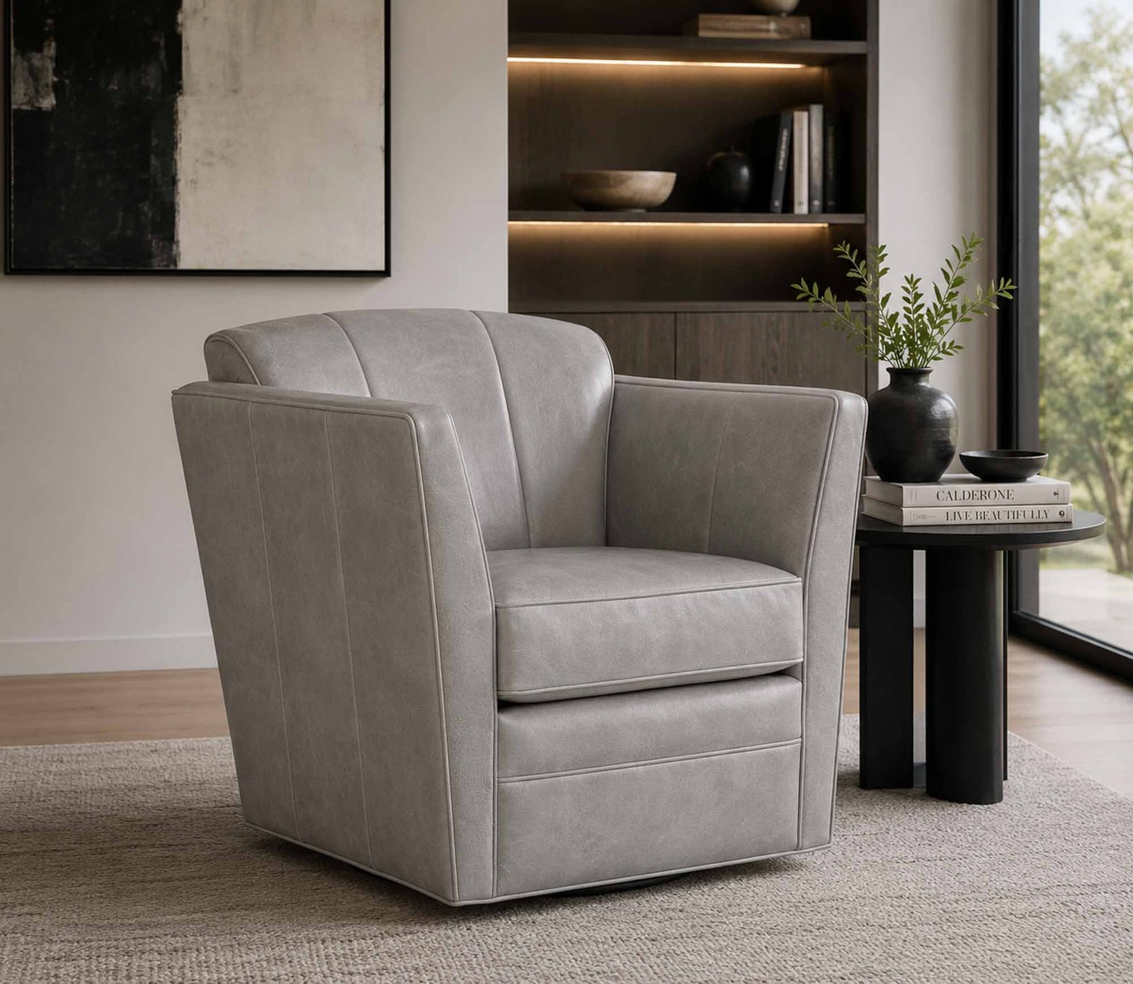 Mila Leather Swivel Chair