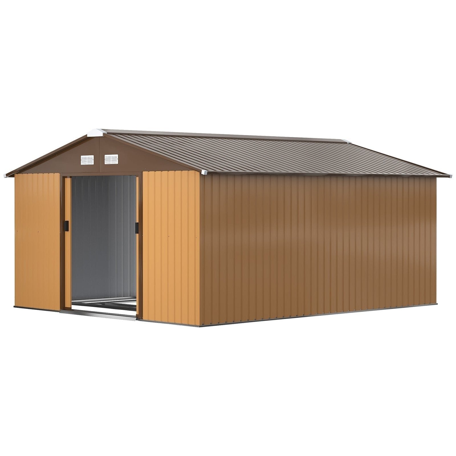 Outsunny Outdoor Storage Shed Yellow 11′ x 13′ Galvanized Steel