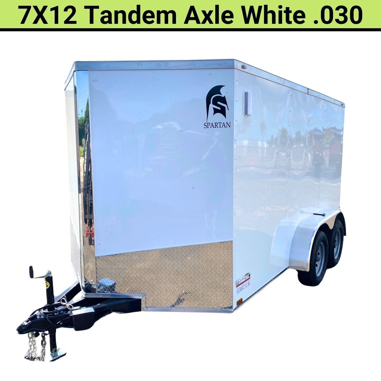 Spartan 12 Enclosed Cargo Trailer Tandem Axle – White Heavy-Duty Cargo Hauler SP7X12TA