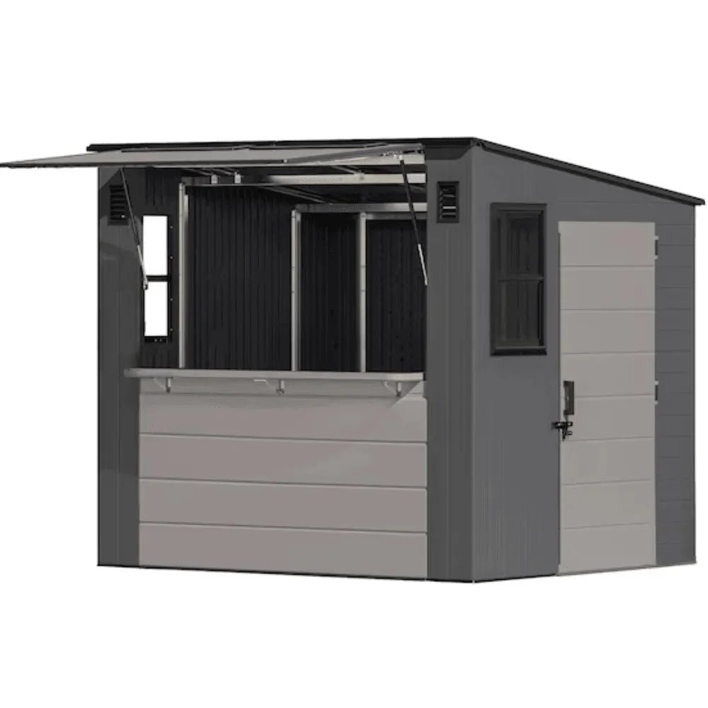 Suncast Cabana 8 x 7 ft. Resin Entertainment Storage Shed with Floor - Image 2