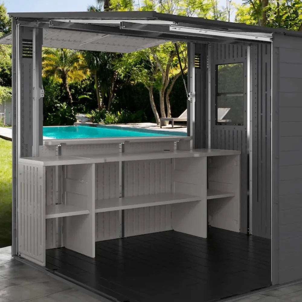 Suncast Cabana 8 x 7 ft. Resin Entertainment Storage Shed with Floor