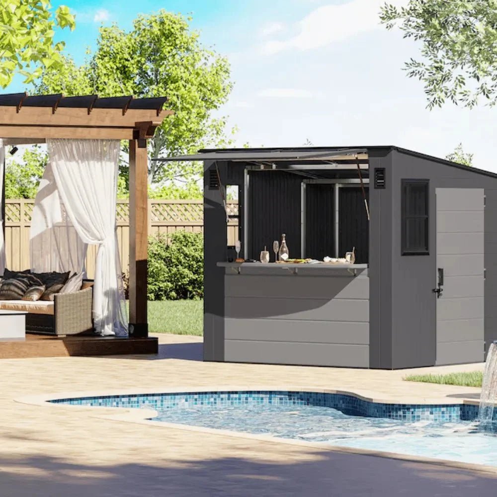 Suncast Cabana 8 x 7 ft. Resin Entertainment Storage Shed with Floor - Image 10