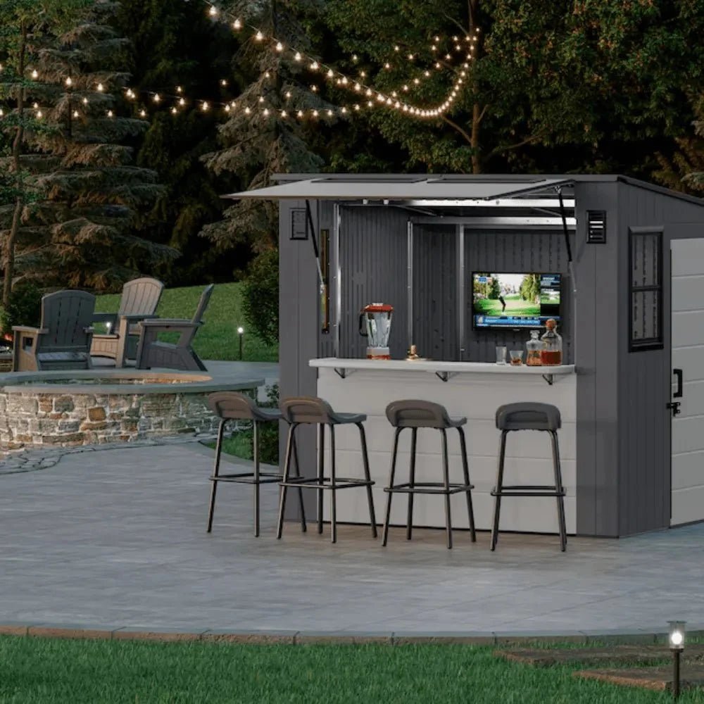 Suncast Cabana 8 x 7 ft. Resin Entertainment Storage Shed with Floor - Image 7
