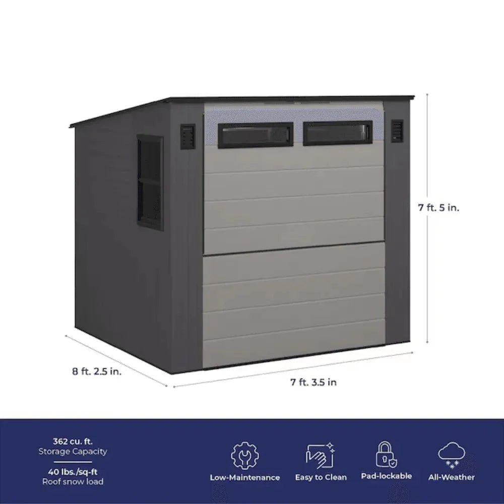 Suncast Cabana 8 x 7 ft. Resin Entertainment Storage Shed with Floor