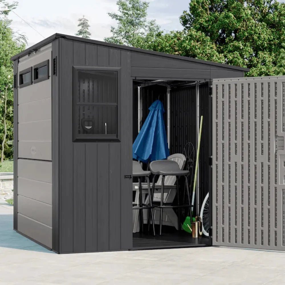 Suncast Cabana 8 x 7 ft. Resin Entertainment Storage Shed with Floor - Image 6