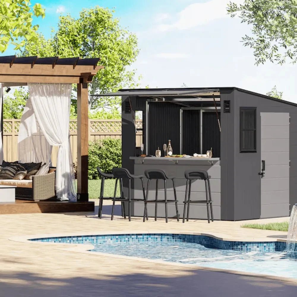 Suncast Cabana 8 x 7 ft. Resin Entertainment Storage Shed with Floor - Image 3