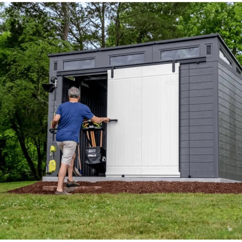 Suncast Modernist 10 ft. x 7 ft. Barn Door Resin Storage Shed - Image 8