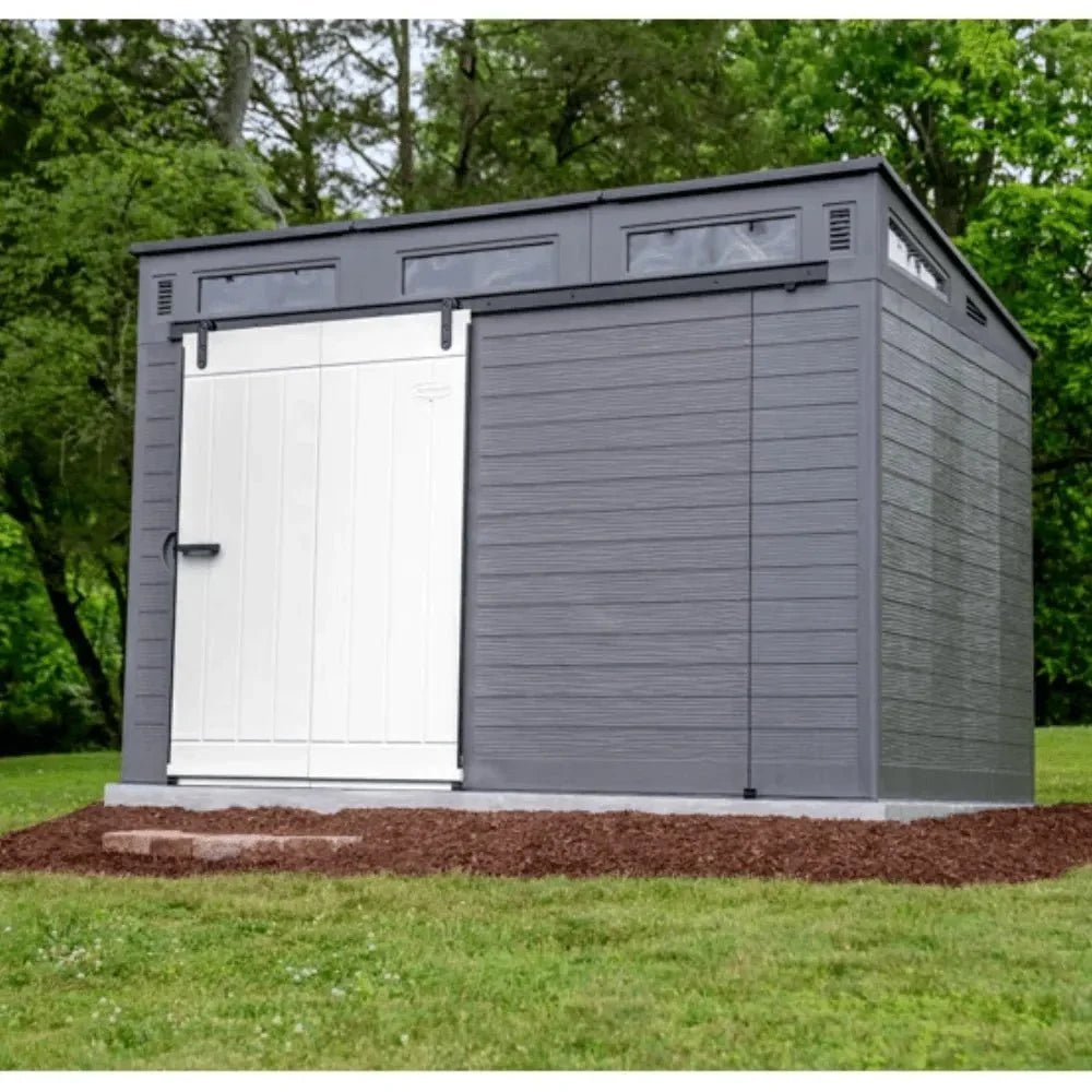 Suncast Modernist 10 ft. x 7 ft. Barn Door Resin Storage Shed - Image 4