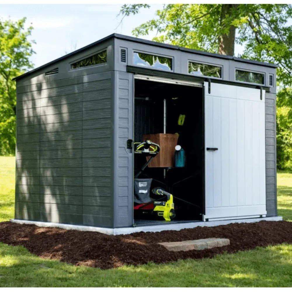Suncast Modernist 10 ft. x 7 ft. Barn Door Resin Storage Shed - Image 9