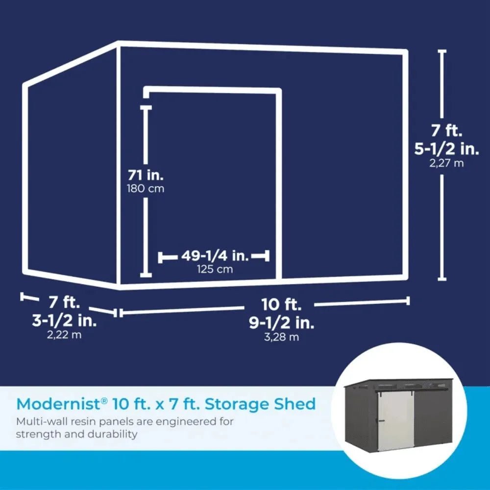 Suncast Modernist 10 ft. x 7 ft. Barn Door Resin Storage Shed - Image 6
