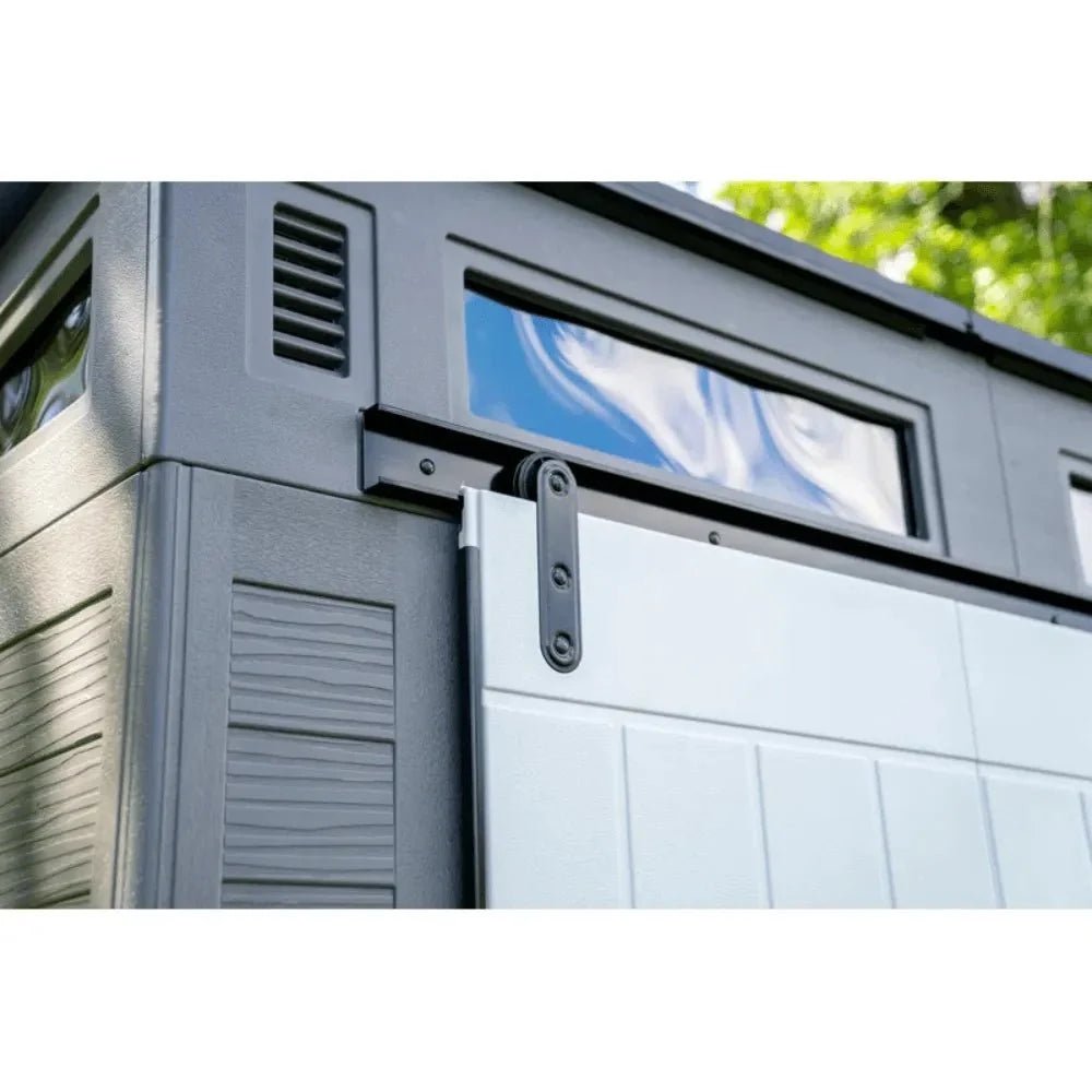 Suncast Modernist 10 ft. x 7 ft. Barn Door Resin Storage Shed - Image 5
