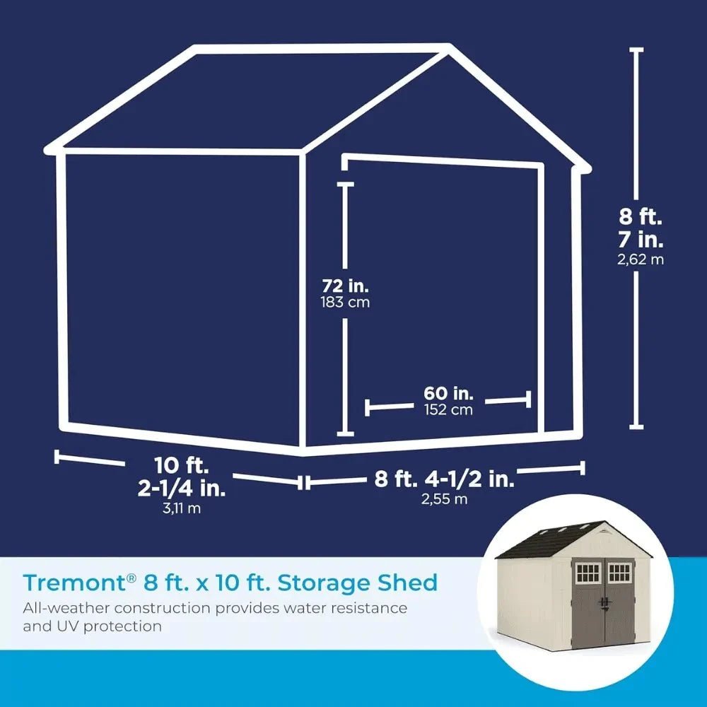 Suncast Tremont 8 x 10 ft. Resin Outdoor Storage Shed with Floor, Model BMS8100 - Image 10