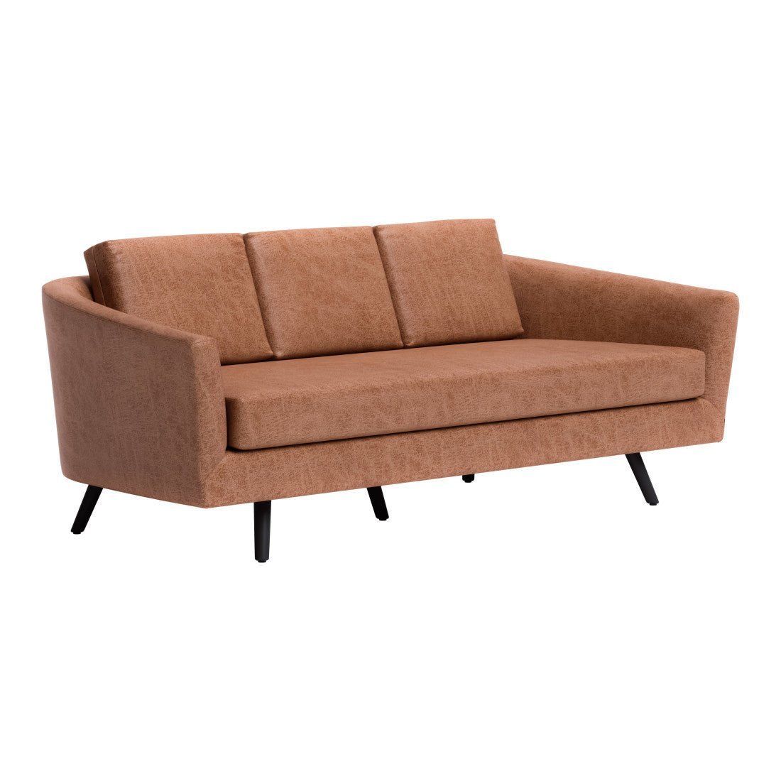 The Harrow – Brown Faux Leather Sofa